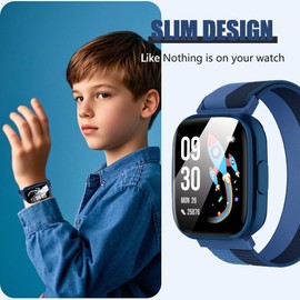 Compatible for BIGGERFIVE Smartwatch Kids 1.8" BW02 Case, Blueshaweu TPU Case with Screen Protector Compatible for BIGGERFIVE Brave 2 Smartwatch (2 Pack-Blue+Clear)