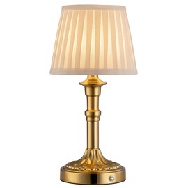 KDG Cordless Portables Table Lamp, LED Fabric Shade Small Desk Lamps, 4000mAh Battery Powered Lighting, 2700K Stepless Dimmable Light for Living Room, Dining Room, Bedroom, Bedside (Bronze)