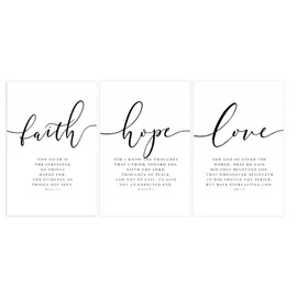 JJT Faith Hope Love Bible Wall Decor (16x24inchx3 Piece) Christian Bible Poster Unframed