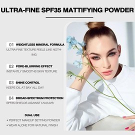 Mineral Powder Foundation, SPF 35, Sunscreen Lightweight Loose Powder, Hydrating Fair Neutral Coverage, Natural Finish Base Makeup (Solar Linen)