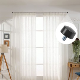 LLHQAMT Curtain Rod Ends, Curtain Rod Fins Ends are Sturdy and Durable, Black Cylindrical, Curtain Fins Ends are Suitable for 3/4 Screw Curtain Rods (12PCS)
