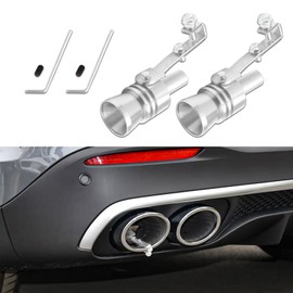 Rebvugr 2PCS Turbo Sound Whistle Simulator, Car Turbo Whistle Car, Aluminum Alloy Universal Turbo Sound Exhaust Muffler Pipe Whistles, Auto Replacement Exhaust Mufflers Fit Vehicle Truck (Silver)