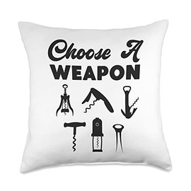 Wine Steward Drinker Lover Waiter Sommelier HS0 Sommelier Drinking Tasting Corkscrew Wine Opener Choose Throw Pillow, 18x18, Multicolor