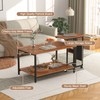 VECELO Set of 2 Adjustable Coffee Nesting Table with USB