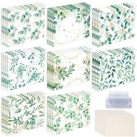 Dispowreath 32 Pcs Eucalyptus Hanging File Folders Greenery A4 Letter Size Decorative File Folder with Adjustable Tabs and Inserts Leaves Hanging Folders Organizers for Home Desk Office School