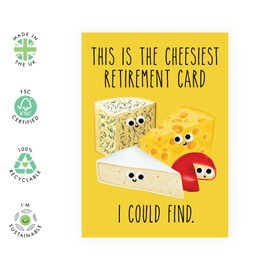Central 23 Funny Retirement Card For Women - 'Cheesiest Retirement Card' - Sweet Retirement Gifts For Men - For Dad Mum Nan Colleagues Boss - Comes With Fun Stickers - Made In UK