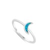 Blue Simulated Opal Moon Midi Knuckle Stackable Ring Sterling Silver