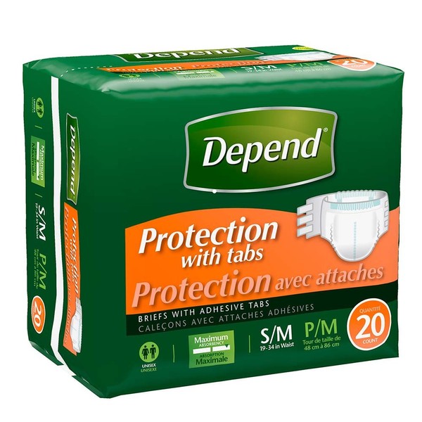 Depend Fitted Briefs - Day & Night, Maximum Protection, Small/Medium 20 ea /pk, Case of 80