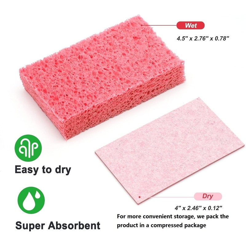 ARCLIBER Cleaning Scrub Sponge,Cellulose Non-Scratch for Kitchen,Bathroom,Cars,Colorful Compressed Sponge (18