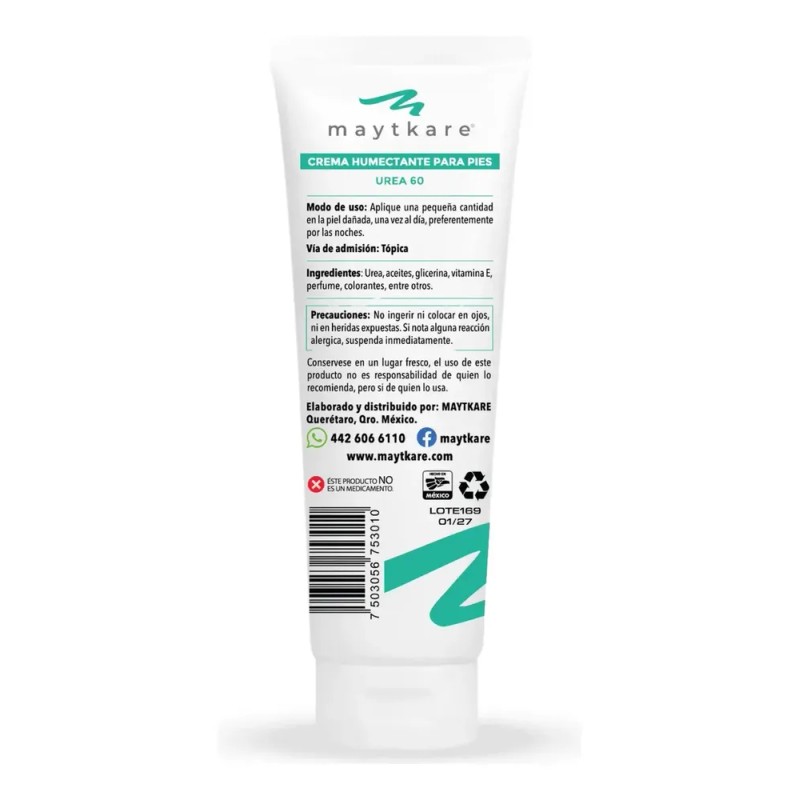 3pz Crema Humectante para pies Urea 60 Maytkare
