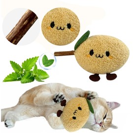 Petelligent Durable and Interactive Cat Teething Stick Toys: Chewing Stick, Grinding Teeth Rod, and Chewable Cat Doll for Your Pet's Entertainment (Lemon Yellow)