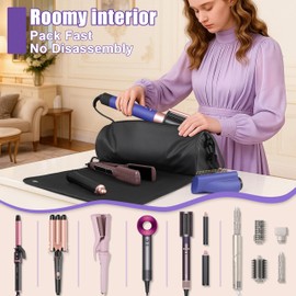 Hair Tools Travel Bag, Hair Tool Organizer with Big Heat Resistant Mat, Hair Dryer Curling Iron Travel Case for Flat Irons, Straighteners and Haircare Accessories