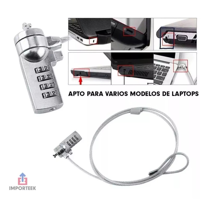 Importeek 3pz Candado Cable Seguridad Computadora Pc Laptop Portatil