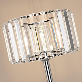 irotine Chrome Crystal Floor Lamp for Living Room, Modern Elegance Crystal Floor Lamp for Bedroom, On/Off Foot Switch, Reading Corner Lamp for Office Cafe, E26 Bulb Excluded, Max 60W, Chrome Finish