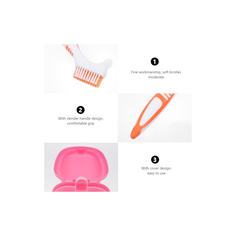 Estuche para Dentaduras Postizas Cepillo de Cerdas Flexibles y Caja