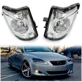 KUAFU Fog Lights Assembly Compatible with 2006-2010 Lexus IS250 IS350 Fog Lamp Set Bumper Driving Fog Light Replacement Driver & Passenger Side (Clear Lens)