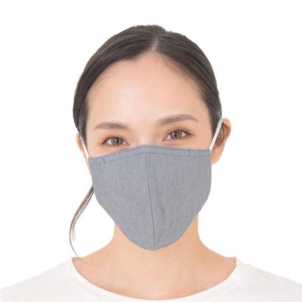 SEK Certified Antiviral Material Made in Japan Fabric Care Mask (Organic Cotton Type M-L Navy), Skin Side 100% Silk, Washable, 96% Pollen Removal Rate, H12-0020_NV-ML
