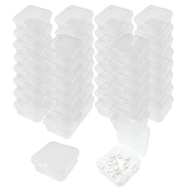 TTQiAnJ Pack of 48 square mini plastic boxes, transparent mini storage containers, for small items and other craft projects, 1.7 x 1.7 x 0.7 inches