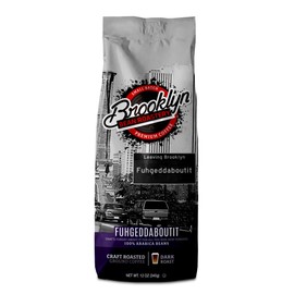 Brooklyn Beans Fuhgeddaboutit 100% Arabica Craft Roasted Ground Coffee, Dark Roast, 12 Ounce Bag