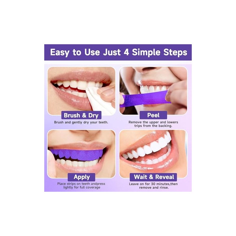 Purple Tiras Blanqueadoras Dientes White White-Strips Blanqueador de Dientes Blanqueamiento