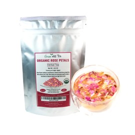 Organic Rose Petals Dried Flowers in Resealable Pouch, Edible Flowers for Herbal Tea, Rosewater, Baking, Decorating Desserts, Gluten and Caffeine Free 1 OZ bag