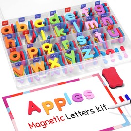 Gamenote - Juego de letras magnéticas del alfabeto, 238 piezas con tablero magnético                                                                  