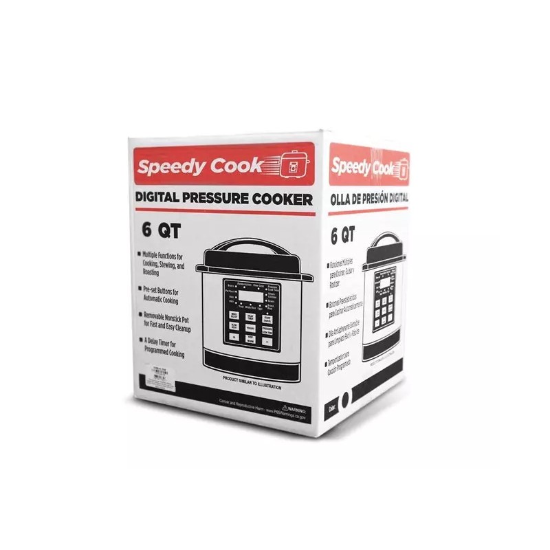 Speedy Cook Programmable Digital Pressure Cooker, 6 Quart Stainless Steel