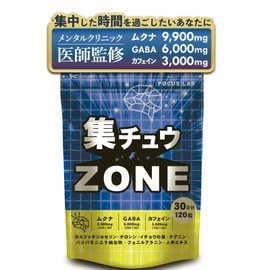 【医師監修】集中 サプリ ムクナ 高配合9,900mg ドーパミン GABA カフェイン 30日分 120粒 adhd 自律神経 錠剤 やる気 勉強 ホスファチジルセリン チロシン イチョウの葉 テアニン バコパモエラ フェニルアラニン マインドフルネス