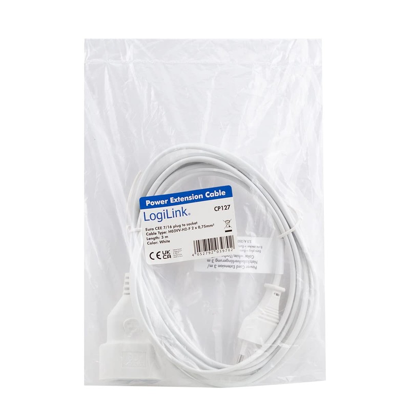 LogiLink CP127 Power Cable Euro CEE 7/16 Male to Female