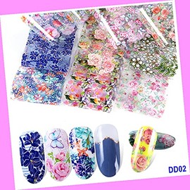 10pcs 20x4cm Rose Flower Love Valentine Day Nail Foil Transfer Sticker Ss13 for Nails Design Nail Art Stickers Decals Supplies Manicure Tips Sticker Colorful for Nail Decorations