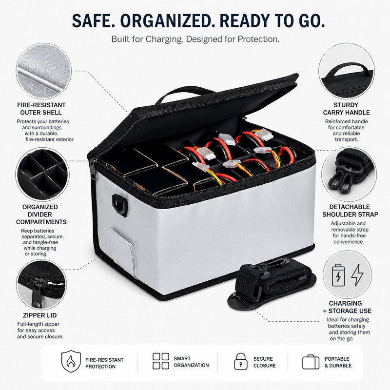 LiPo Battery Safety Bag for Charging & Storage – Large