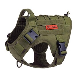 OneTigris Tactical Service Dog Vest - Waterproof Comfortable Military Patrol K9 Dog Harness with Handle (Medium, Ranger Green)