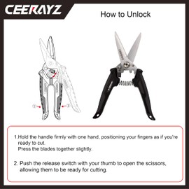 CEERAYZ Scissors, 7.9 inches (200 mm), Multipurpose Heavy Duty Scissors, Made in Japan, Stainless Steel, All Purpose Shears for Metal Processing, Pruning, Gardening, Pruning, with Protective Sheath