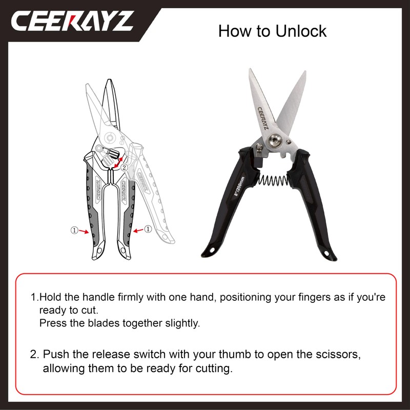 CEERAYZ Scissors, 7.9 inches (200 mm), Multipurpose Heavy Duty Scissors,