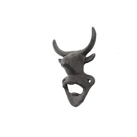 Handcrafted Nautical Decor Cast Iron Bull Head Wall Mounted Bottle Opener 6"