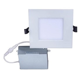 Topaz Square 4 Inch LED Recessed Dimmable Can/Ceiling Light with Junction Box, 9W 5CCT Selectable 2700K,3000K,3500K,4000K,5000K, White