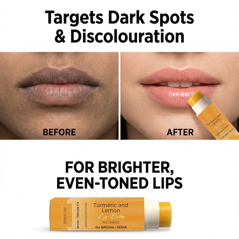 Lemon Turmeric Lip Balm - Lip Lightening for Dark Lips,