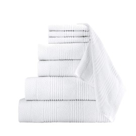 Classic Turkish Towels 8 Piece Luxury Bath Towel Set - Soft Cotton Linen Towels Includes Large Bath Sheet Made with 100% Turkish Cotton