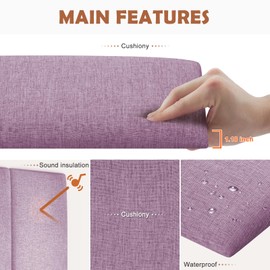 IFNOW Upholstered Wall Mounted Headboard, 3D Soundproof Wall Panels Peel and Stick Headboard for Queen Size, Reusable and Removable Tufted Bed Headboard in Violet(9 Panels, 10" x 24")