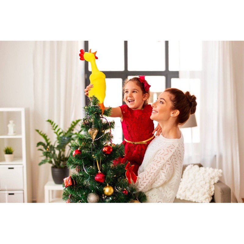 Tree Buddees Hilarious Rubber Chicken Funny Kids Christmas Tree Topper
