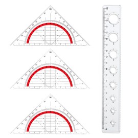 Fc'Noqgn 3 Triangular Protractors 1 Ruler Set, Ruler Set Square Set