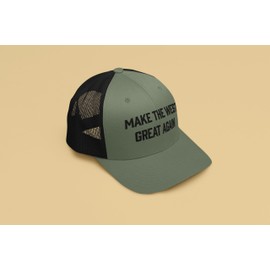 Trenz Shirt Company Mens Snapback Trucker Hat - Embroidered Make The West Great Again, Mesh Back Design, Heather Grey/American Flag