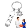 Snowboard Keyring,Snowboarder Key Chain - Snowflake Skier Keychain Pendant Winter
