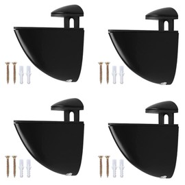 ANBOO Pack of 4 Adjustable Glass Shelf Brackets, Glass Shelf Brackets, Zinc Alloy Glass Bracket, for 2-23 mm Adjustable Shelf Brackets, Wall Mount for Glass Shelves, Black