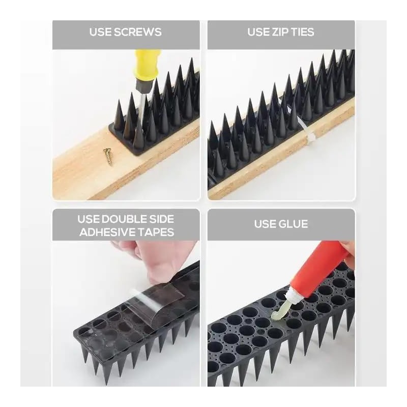 Bird Spike Strips for Outdoor Surfaces with Adhesive Strips (4,