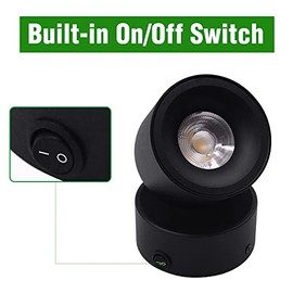 2 Pack 12V LED COB Ceiling Spotlight Downlight with Switch, Surface Mounted 330 Adjustable Dimmable RV Wall Light Accent Lamp, 12 Volt Reading Lamp fo