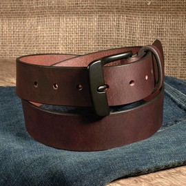 Nohma Leather, Men's Leather Belt, Made in USA, Full-Grain Leather, Casual Everyday Wear Belts, Amish Handmade (Brown 5572-BK, 30" (Size 26 Pants) - Check Size Guide)