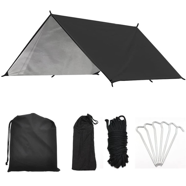 Waterproof Tent Shade/Tarp Set, UV/Sun Protection, Multipurpose, Ultra Lightweight, Portable