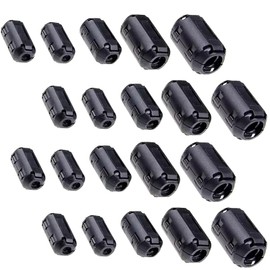 LUYING Ferrite Core Set, Black, Power Wire, High Frequency Noise Filter, Patchin Core, Black, Hinged Type, Φ0.14 inch (3.5 mm), Φ0.24 inch (5 mm), Φ0.3 inch (7 mm), Φ0.3 inch (9 mm), Φ0.5 inch (13