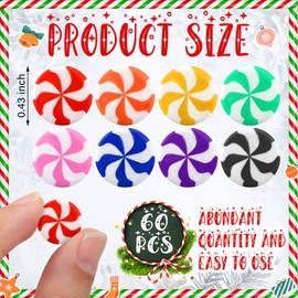 Giegxin 60 Pcs Christmas Fake Candy Decor Christmas Miniatures for Crafts Fake Peppermint Ornaments Christmas Mini Candy Canes Decor for Xmas Tree Party Decor Miniatures DIY Craft(Multicolor)